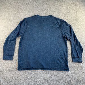 North River Henley T Shirt Mens 2XL Vintage Finish Long Sleeve Blue Outdoor‎ NWT
